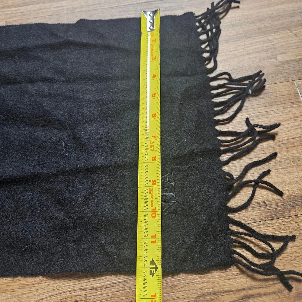Cashmere London 100% Cashmere Scarf Fringed Monogram NFA Unisex Quiet Luxury